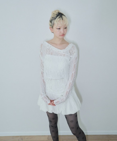 Smyeon(スミョン)の「Lace sheer tops/レースシアープトップス(Tシャツ/カットソー・レディース・ホワイト・FREE)」の7枚目の写真
