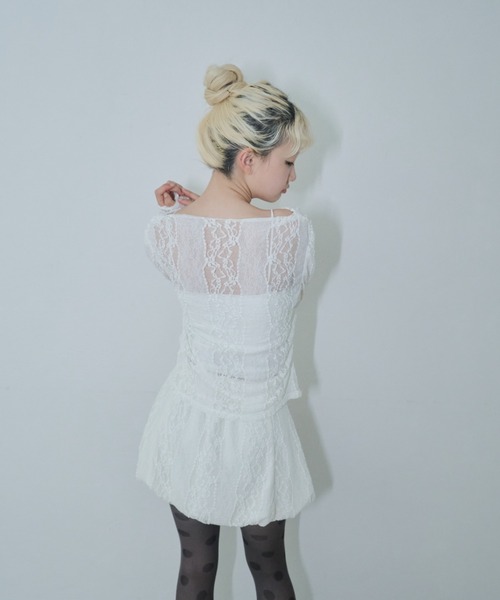 Smyeon(スミョン)の「Lace sheer tops/レースシアープトップス(Tシャツ/カットソー・レディース・ホワイト・FREE)」の9枚目の写真