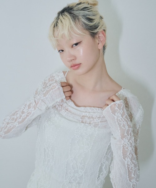 Smyeon(スミョン)の「Lace sheer tops/レースシアープトップス(Tシャツ/カットソー・レディース・ホワイト・FREE)」の10枚目の写真