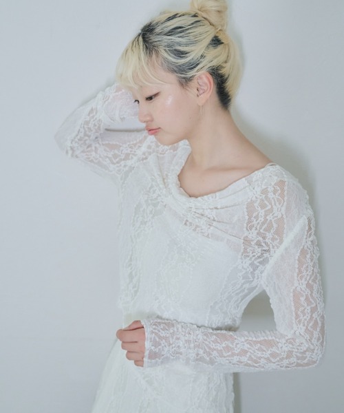 Smyeon(スミョン)の「Lace sheer tops/レースシアープトップス(Tシャツ/カットソー・レディース・ホワイト・FREE)」の11枚目の写真