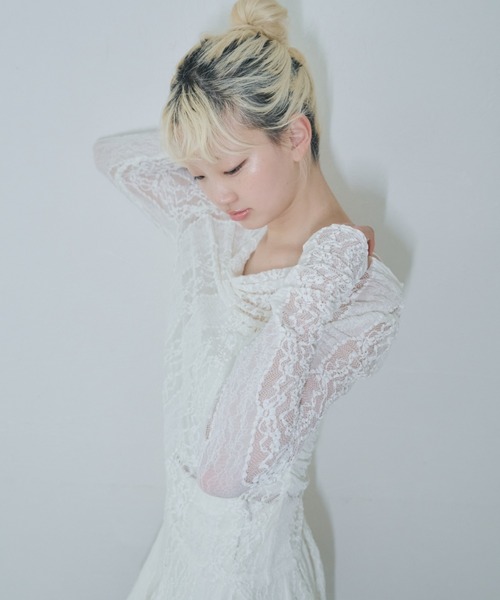 Smyeon(スミョン)の「Lace sheer tops/レースシアープトップス(Tシャツ/カットソー・レディース・ホワイト・FREE)」の12枚目の写真