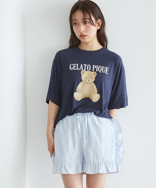 ONLINE限定】【接触冷感】ベアワンポイントTシャツ&ストライプ