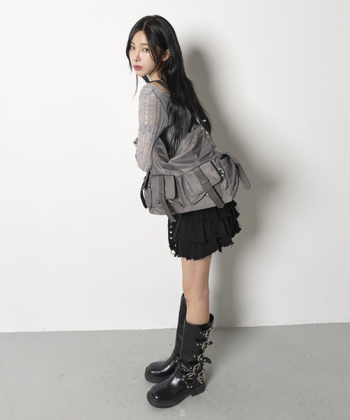 極美品　A4収納　アニエスベー　ショルダーバッグ　ナイロン　レザー　黒　ブラック 極美品✨ アニエスベー ショルダーバッグ レザー ブラック