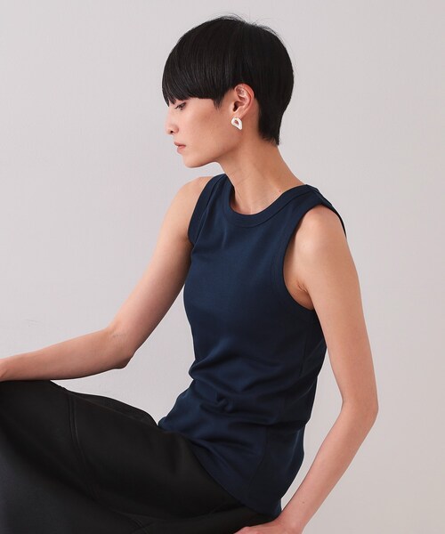 OPAQUE.CLIP（オペークドットクリップ）の「フライスアメリカンスリーブタンクトップ（タンクトップ・レディース・ネイビー/ホワイト/ブラック・42/40/38）」の3枚目の写真