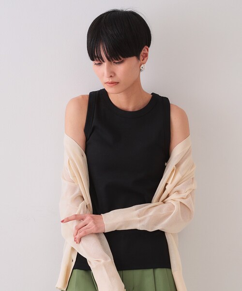 OPAQUE.CLIP（オペークドットクリップ）の「フライスアメリカンスリーブタンクトップ（タンクトップ・レディース・ネイビー/ホワイト/ブラック・42/40/38）」の2枚目の写真