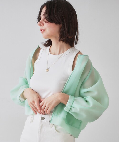 OPAQUE.CLIP（オペークドットクリップ）の「フライスアメリカンスリーブタンクトップ（タンクトップ・レディース・ネイビー/ホワイト/ブラック・42/40/38）」の4枚目の写真