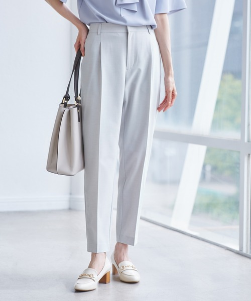 UV対応】【リネンライク・シリーズ】テーパードパンツ/通勤