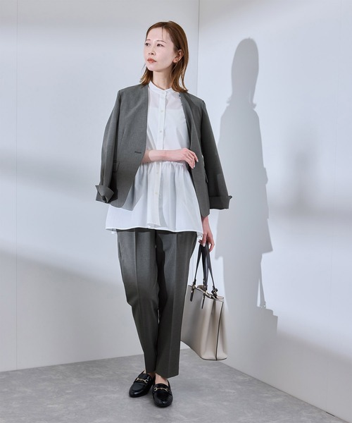 ROPE' PICNIC（ロペピクニック）の「【UV対応】【リネンライク・シリーズ】テーパードパンツ/通勤・セットアップ対応（スラックス・レディース・ダークブラウン/ネイビー/グレー/グレー系その他・40/38/36）」の5枚目の写真