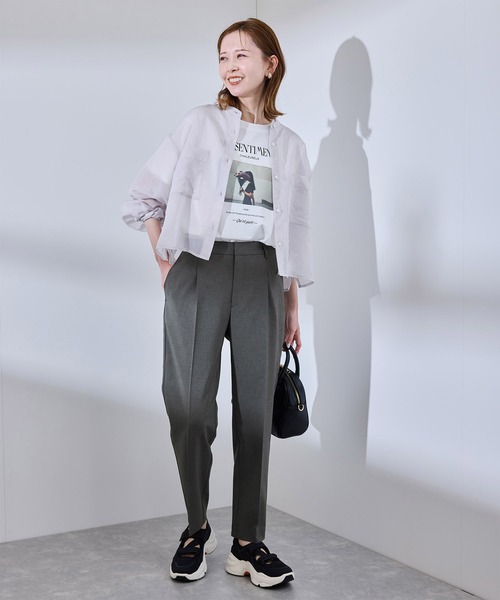 ROPE' PICNIC（ロペピクニック）の「【UV対応】【リネンライク・シリーズ】テーパードパンツ/通勤・セットアップ対応（スラックス・レディース・ダークブラウン/ネイビー/グレー/グレー系その他・40/38/36）」の7枚目の写真