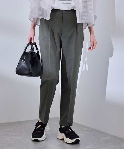 セール】【UV対応】【リネンライク・シリーズ】テーパードパンツ/通勤