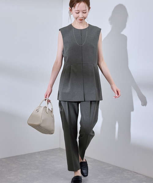 ROPE' PICNIC（ロペピクニック）の「【UV対応】【リネンライク・シリーズ】テーパードパンツ/通勤・セットアップ対応（スラックス・レディース・ダークブラウン/ネイビー/グレー/グレー系その他・40/38/36）」の14枚目の写真