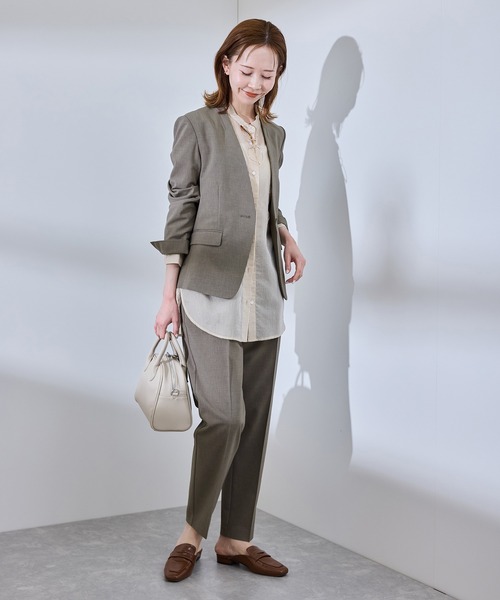 ROPE' PICNIC（ロペピクニック）の「【UV対応】【リネンライク・シリーズ】テーパードパンツ/通勤・セットアップ対応（スラックス・レディース・ダークブラウン/ネイビー/グレー/グレー系その他・40/38/36）」の22枚目の写真