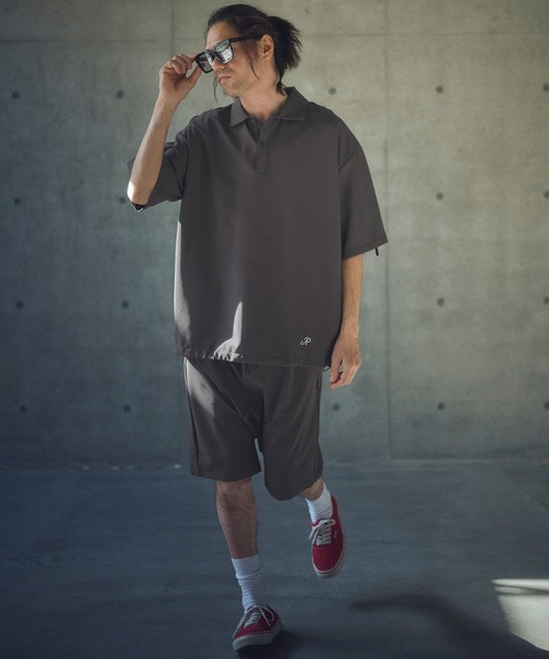 ADAM PATEK(アダムパテック)の「ADAMPATEK/ripple looose polo shirt/リップルルーズポロシャツ(AP2514005)(ポロシャツ・レディース・チャコールグレー/ブラック・1/2)」の11枚目の写真