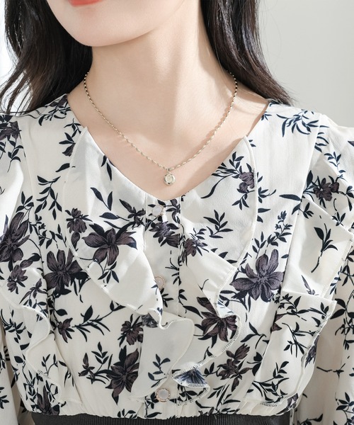 Lace Ladies(レースレディース)の「フラワー プリント Vネック フリル ワンピース(ワンピース・レディース・ラベンダー/ブラック/アイボリー・FREE/S)」の19枚目の写真