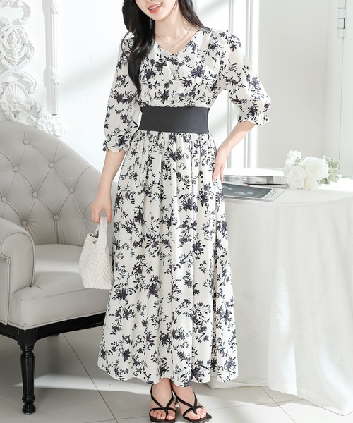 Lace Ladies(レースレディース)の「フラワー プリント Vネック フリル ワンピース(ワンピース・レディース・ラベンダー/ブラック/アイボリー・FREE/S)」の17枚目の写真