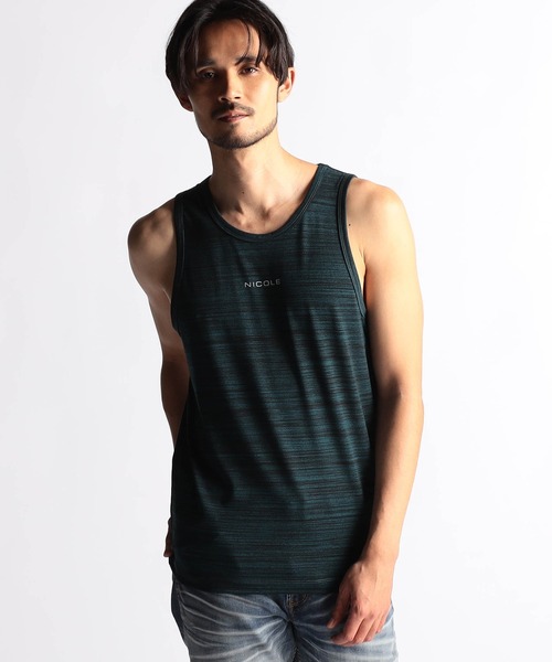 NICOLE CLUB FOR MEN（ニコルクラブフォーメン）の「ランダムテレコ・メランジ天竺タンクトップ（タンクトップ・メンズ・オレンジ/ホワイト系/ブルー系/ブラック/ネイビー/オフホワイト・LARGE/X-LARGE/MEDIUM）」の6枚目の写真