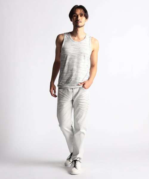 NICOLE CLUB FOR MEN（ニコルクラブフォーメン）の「ランダムテレコ・メランジ天竺タンクトップ（タンクトップ・メンズ・オレンジ/ホワイト系/ブルー系/ブラック/ネイビー/オフホワイト・LARGE/X-LARGE/MEDIUM）」の11枚目の写真