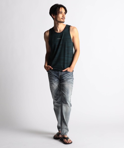 NICOLE CLUB FOR MEN（ニコルクラブフォーメン）の「ランダムテレコ・メランジ天竺タンクトップ（タンクトップ・メンズ・オレンジ/ホワイト系/ブルー系/ブラック/ネイビー/オフホワイト・LARGE/X-LARGE/MEDIUM）」の12枚目の写真