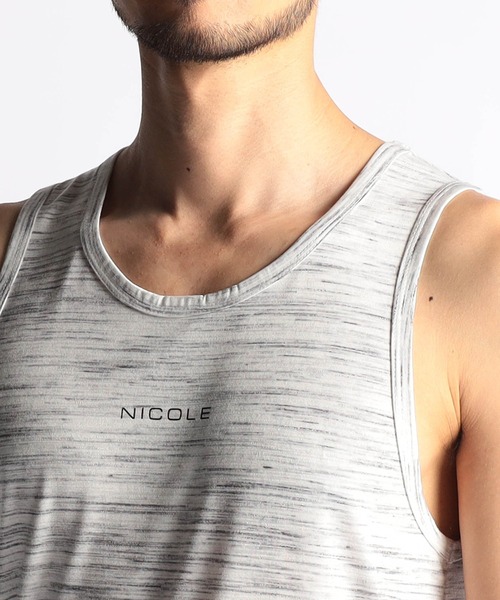 NICOLE CLUB FOR MEN（ニコルクラブフォーメン）の「ランダムテレコ・メランジ天竺タンクトップ（タンクトップ・メンズ・オレンジ/ホワイト系/ブルー系/ブラック/ネイビー/オフホワイト・LARGE/X-LARGE/MEDIUM）」の15枚目の写真