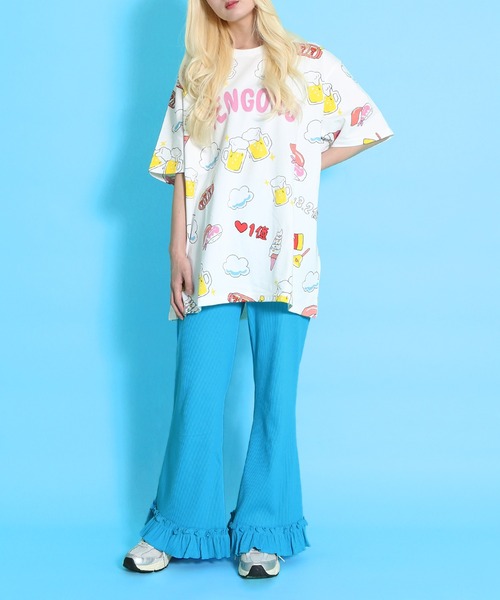 PUNYUS（プニュズ）の「リブフレアフリルパンツ（その他パンツ・レディース・グリーン/ブルー/ピンク/イエロー/ブラック・1/2/4/3）」の19枚目の写真