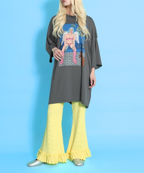 PUNYUS（プニュズ）の「リブフレアフリルパンツ（その他パンツ・レディース・グリーン/ブルー/ピンク/イエロー/ブラック・1/2/4/3）」の20枚目の写真