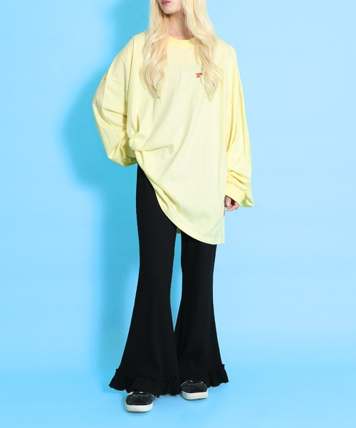 PUNYUS（プニュズ）の「リブフレアフリルパンツ（その他パンツ・レディース・グリーン/ブルー/ピンク/イエロー/ブラック・1/2/4/3）」の22枚目の写真