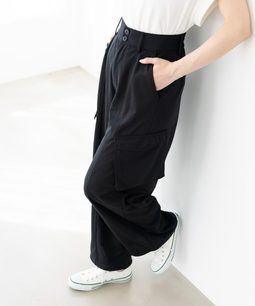 Champion（チャンピオン）の「＜champion/UNDOVE＞【UVカット/吸水速乾/ストレッチ/チャンピオン/低身長さん用サイズ有/スポーティ/ハイウエストパンツ/カーゴパンツ/カジュアルパンツ/裾ドロスト付】カーゴパンツ（その他パンツ・レディース・ブラック/カーキ・MEDIUM/SMALL/X-LARGE/LARGE）」の20枚目の写真