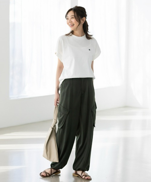 Champion（チャンピオン）の「＜champion/UNDOVE＞【UVカット/吸水速乾/ストレッチ/チャンピオン/低身長さん用サイズ有/スポーティ/ハイウエストパンツ/カーゴパンツ/カジュアルパンツ/裾ドロスト付】カーゴパンツ（その他パンツ・レディース・ブラック/カーキ・MEDIUM/SMALL/X-LARGE/LARGE）」の13枚目の写真