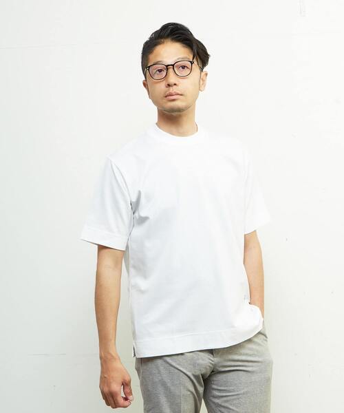 MEN'S MELROSE（メンズメルローズ）の「《WEB限定》ICE PACK NYLON 半袖ジャケT | 接触冷感 / 速乾（Tシャツ/カットソー・メンズ・ホワイト/チャコールグレー/ブラック/ベージュ/ネイビー/ブラウン・4/2/3/5）」の2枚目の写真
