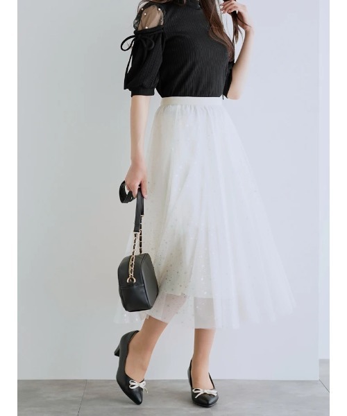 Bonpoint ♡ 星柄チュールスカート 12A ラメチュールキラキラ星