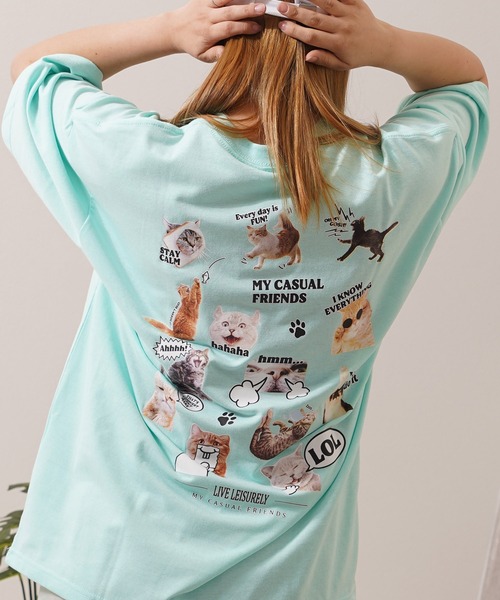 セール】猫コラージュ ビッグTシャツ / Cat Collage Big T-shirt