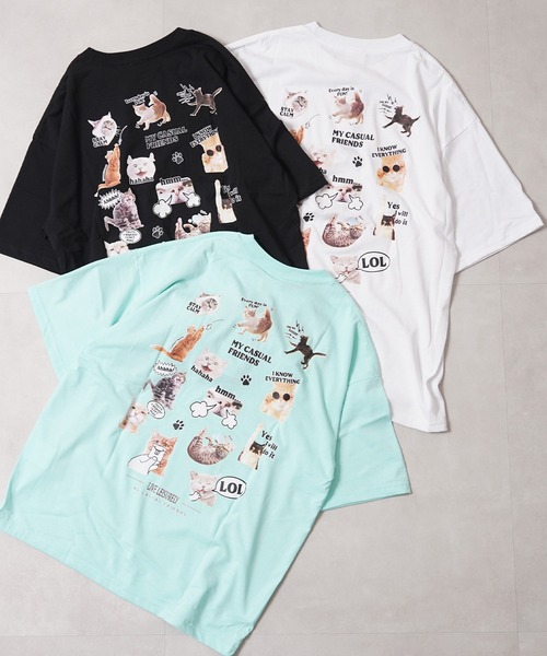 セール】猫コラージュ ビッグTシャツ / Cat Collage Big T-shirt