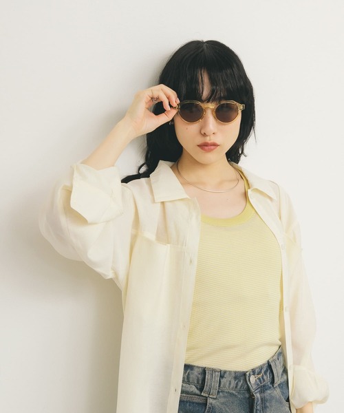 KBF(ケイビーエフ)の「ボストンフレームサングラス(メガネ・レディース・ブラウン/グレー系その他/グリーン・ONE)」の19枚目の写真