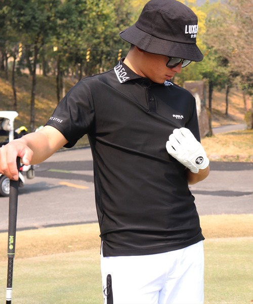 LUXE/R GOLF(ラグジュ ゴルフ)の「(RM)【LUXE/R GOLF】COOL & DRY ストレッチ スムース ロゴ ジャガード ポロシャツ(ポロシャツ・メンズ・チャコールグレー/ブラック/オフホワイト/ネイビー・LARGE/MEDIUM/XXX-LARGE/XX-LARGE/X-LARGE)」の8枚目の写真