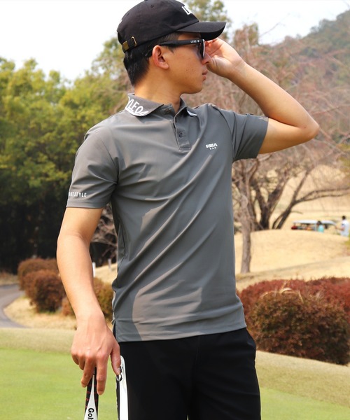 LUXE/R GOLF(ラグジュ ゴルフ)の「(RM)【LUXE/R GOLF】COOL & DRY ストレッチ スムース ロゴ ジャガード ポロシャツ(ポロシャツ・メンズ・チャコールグレー/ブラック/オフホワイト/ネイビー・LARGE/MEDIUM/XXX-LARGE/XX-LARGE/X-LARGE)」の14枚目の写真
