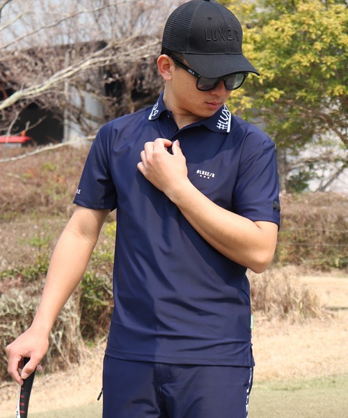 LUXE/R GOLF(ラグジュ ゴルフ)の「(RM)【LUXE/R GOLF】COOL & DRY ストレッチ スムース ロゴ ジャガード ポロシャツ(ポロシャツ・メンズ・チャコールグレー/ブラック/オフホワイト/ネイビー・LARGE/MEDIUM/XXX-LARGE/XX-LARGE/X-LARGE)」の20枚目の写真