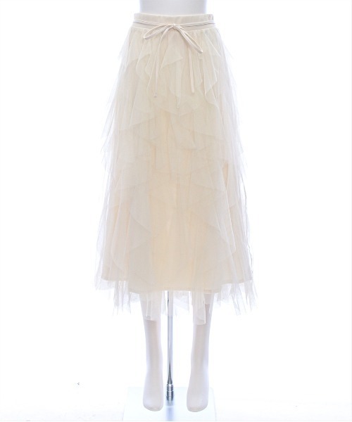 clear（クリア）の「【低身長サイズ有】チュールフリルロングスカート[大人 エレガント リボン]≪2025SS新作≫（スカート・レディース・アイボリー/ブラック・F/XS）」の16枚目の写真