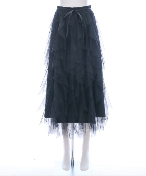 clear（クリア）の「【低身長サイズ有】チュールフリルロングスカート[大人 エレガント リボン]≪2025SS新作≫（スカート・レディース・アイボリー/ブラック・F/XS）」の17枚目の写真
