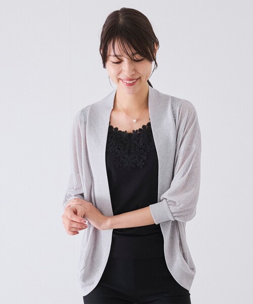 Jayro(ジャイロ)の「UV加工×接触冷感 ランダムリブカーディガン(カーディガン/ボレロ・レディース・ブラック/カーキ/ラベンダー/ライトグレー/ホワイト系その他・M)」の4枚目の写真