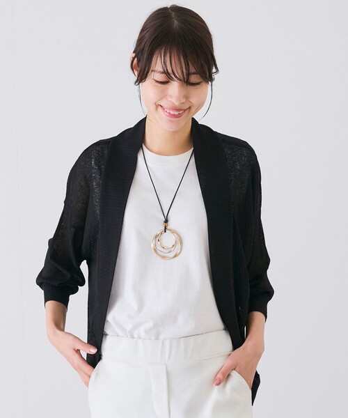 Jayro(ジャイロ)の「UV加工×接触冷感 ランダムリブカーディガン(カーディガン/ボレロ・レディース・ブラック/カーキ/ラベンダー/ライトグレー/ホワイト系その他・M)」の3枚目の写真