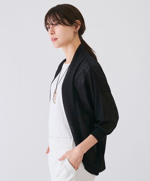 Jayro(ジャイロ)の「UV加工×接触冷感 ランダムリブカーディガン(カーディガン/ボレロ・レディース・ブラック/カーキ/ラベンダー/ライトグレー/ホワイト系その他・M)」の7枚目の写真