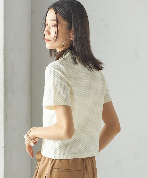 ポロシャツ ポロ 小泉里子コラボ:シャーリング ジャカード ポロ レディース セール】小泉里子コラボ:シャーリング ジャカード ポロ