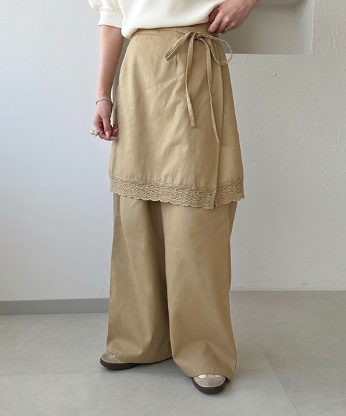 apres jour clair（アプレジュールクレア）の「【apres jour clair】2WAYレイヤードパンツ（その他パンツ・レディース・アイボリー/ベージュ・フリー/X-LARGE）」の14枚目の写真