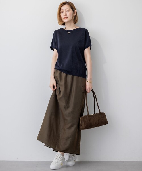 23区 L(ニジュウサンクオオキイサイズ)の「【洗える】レーヨンポリエステルストレッチ プルオーバー ラメニット(ニット/セーター・レディース・ネイビー系/ゴールド系/スカイブルー系・44/46)」の13枚目の写真