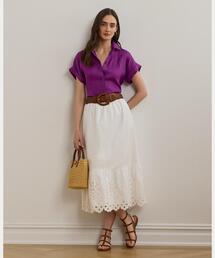 ローレン ラルフ ローレン LAUREN RALPH LAUREN ゼブラプリント リネンコットン ペンシル スカート （100ホワイト） LAUREN RALPH スカート ゼブラプリント リネンコットン ペンシル