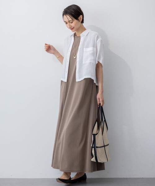 【新品】コットンツイスト スリットワンピース 23区｜【Oggi8月号掲載/接触冷感/洗える】ツイストコットン