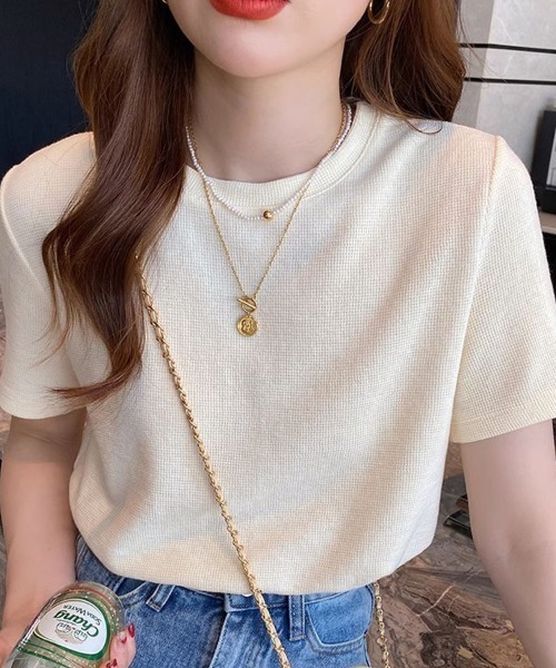 shoppinggo(ショッピングゴー)の「Tシャツ カットソー 半袖 レディース トップス(Tシャツ/カットソー・レディース・ホワイト/ブラック/ベージュ/グリーン・M)」の3枚目の写真