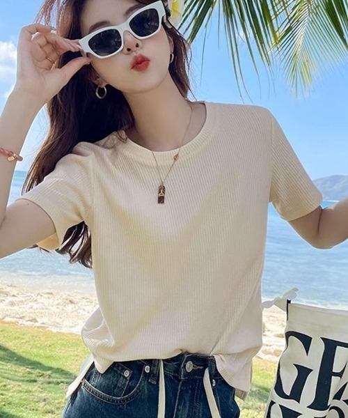 shoppinggo(ショッピングゴー)の「Tシャツ カットソー 半袖 レディース トップス(Tシャツ/カットソー・レディース・ホワイト/ブラック/ベージュ/グリーン・M)」の22枚目の写真