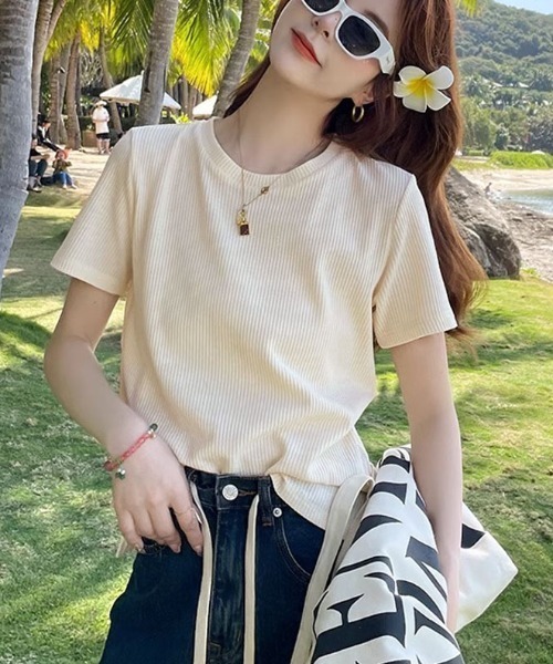 shoppinggo(ショッピングゴー)の「Tシャツ カットソー 半袖 レディース トップス(Tシャツ/カットソー・レディース・ホワイト/ブラック/ベージュ/グリーン・M)」の21枚目の写真