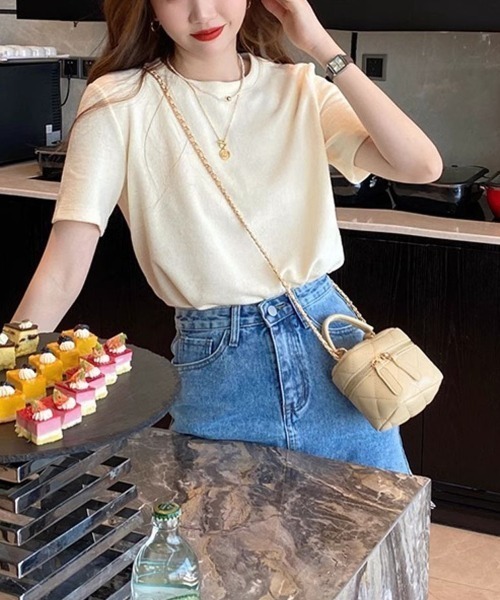 shoppinggo(ショッピングゴー)の「Tシャツ カットソー 半袖 レディース トップス(Tシャツ/カットソー・レディース・ホワイト/ブラック/ベージュ/グリーン・M)」の19枚目の写真